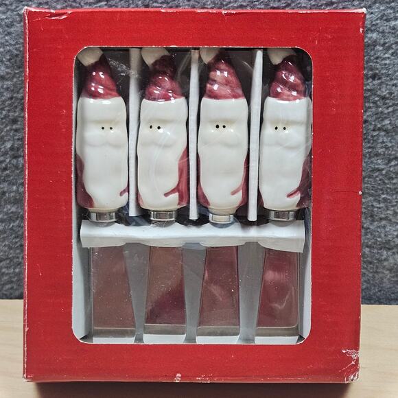 Lot of 2 Boxed Vintage Christmas Holiday Cheese Spreaders Ceramic Entertainment - Picture 4 of 7